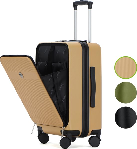 Luccetti - Handbagage koffer 36L - Handbagage trolley met Dubbel TSA Slot - Extra sterke Rits met Voorvak - Unisex - Beige