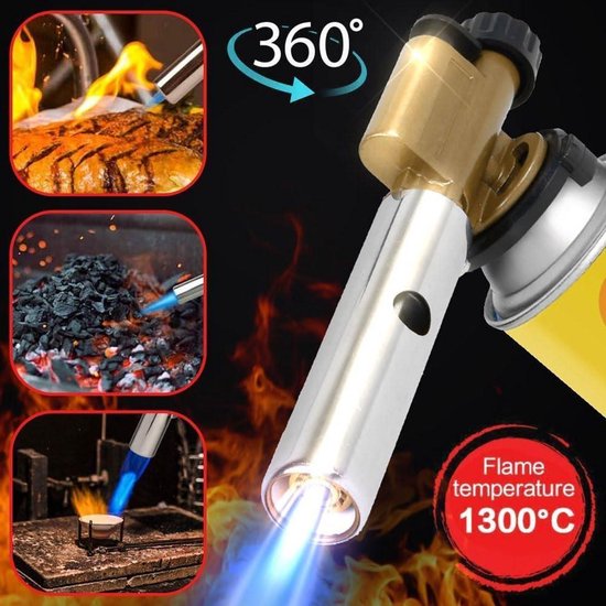 Eurocatch Gasbrander 1300C Elektrische Ontsteking Instelbaar Incl 227g Butaan Gascartridge Soldeerbrander Creme Brulee Brander 3295532098