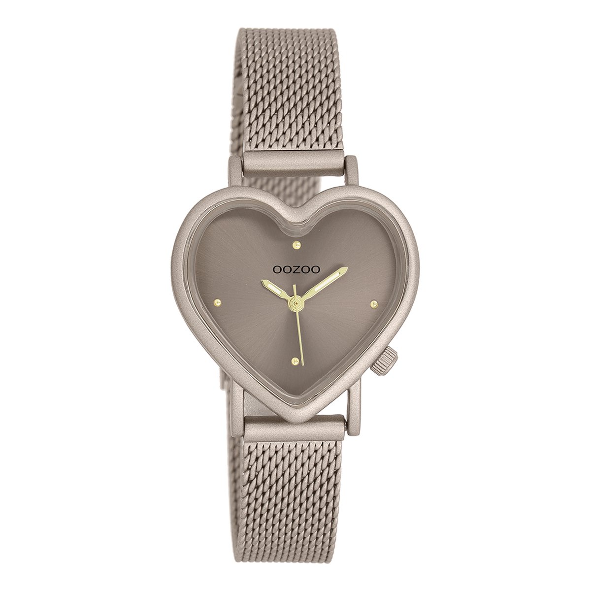OOZOO Timepieces - Taupe OOZOO horloge met taupe metalen mesh armband - C11445