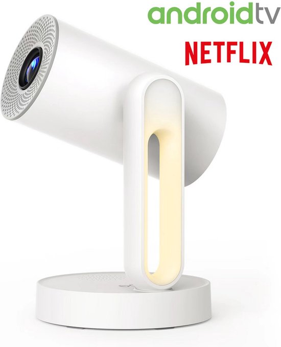 [Netflix & Android TV Certifie] ETOE Starfish Projector, Android TV 11.0, Dolby Digital, Touch Night Light, 140° Rotatie, 300 ANSI, 4K Decodering, Automatische Keystone Correctie, Ingebouwde Chromecast, 5W Luidspreker