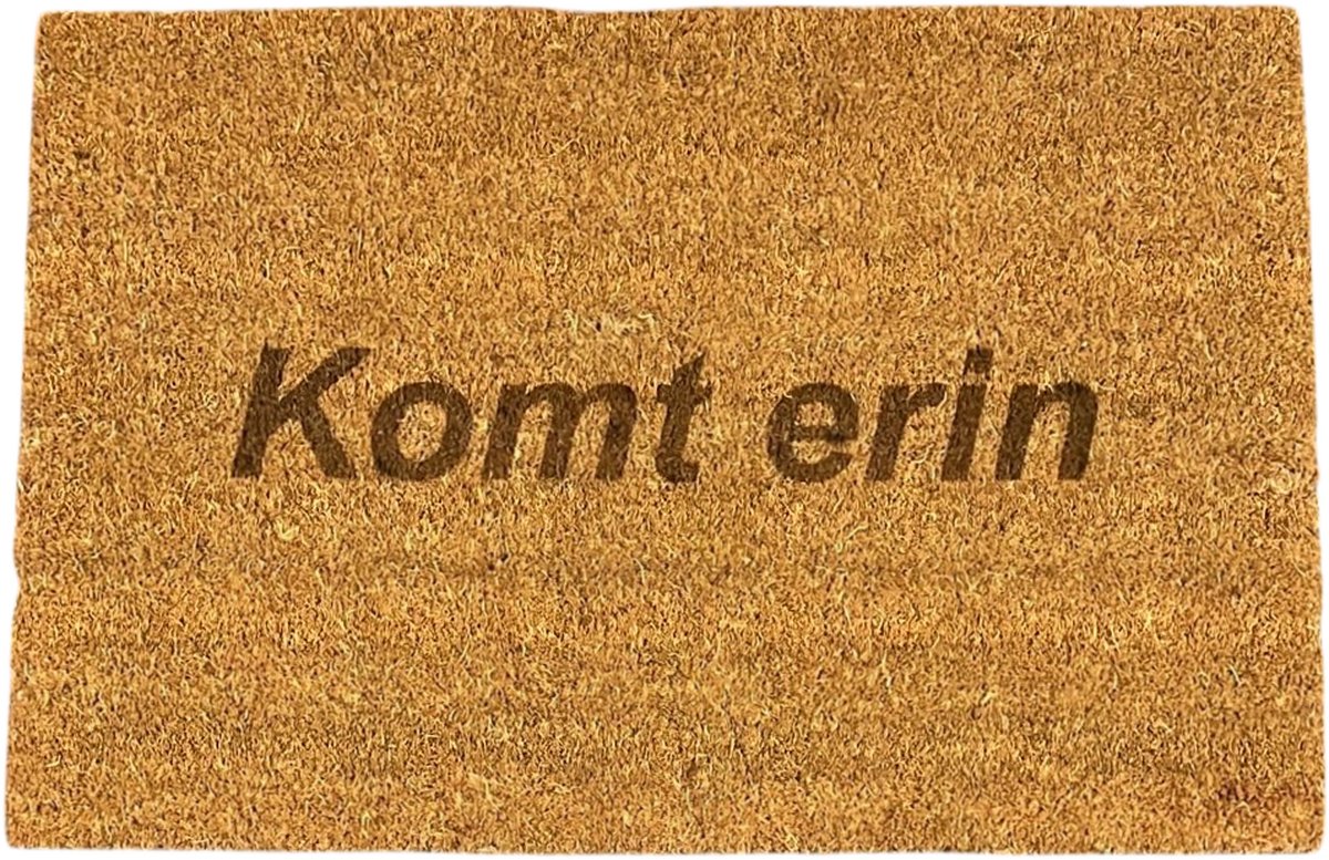 Deurmat met tekst - Deurmat kokos - Deurmat binnen - Komt erin - 40x60 cm - Bruin