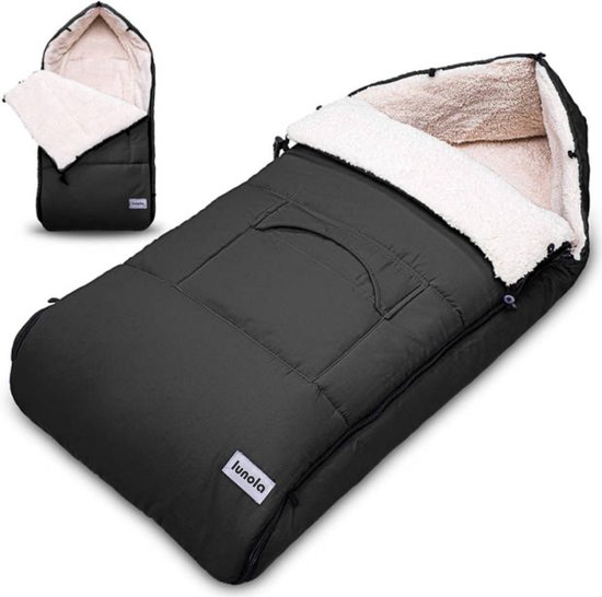Lunola - Voetenzak voor Autostoel & Kinderwagen - Voetenzak Buggy - 90 x 50 cm - Zwart