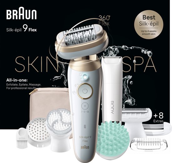 Braun Silk·épil 9 Flex SkinSpa - Epilator met Ladyshave opzetstuk - type 9-481 3D - Wit/Goud