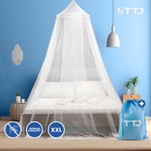 TTD® Hoogwaardige XXL Klamboe 2 Persoons met Reistas - Polyester - Wasbaar in Wasmachine - Klamboe 1 Persoons - Klamboe Baby - Muggennet - Muggengaas - Muskietennet - 65 x 250 x 1250 cm - Inclusief Ring en Montagekit