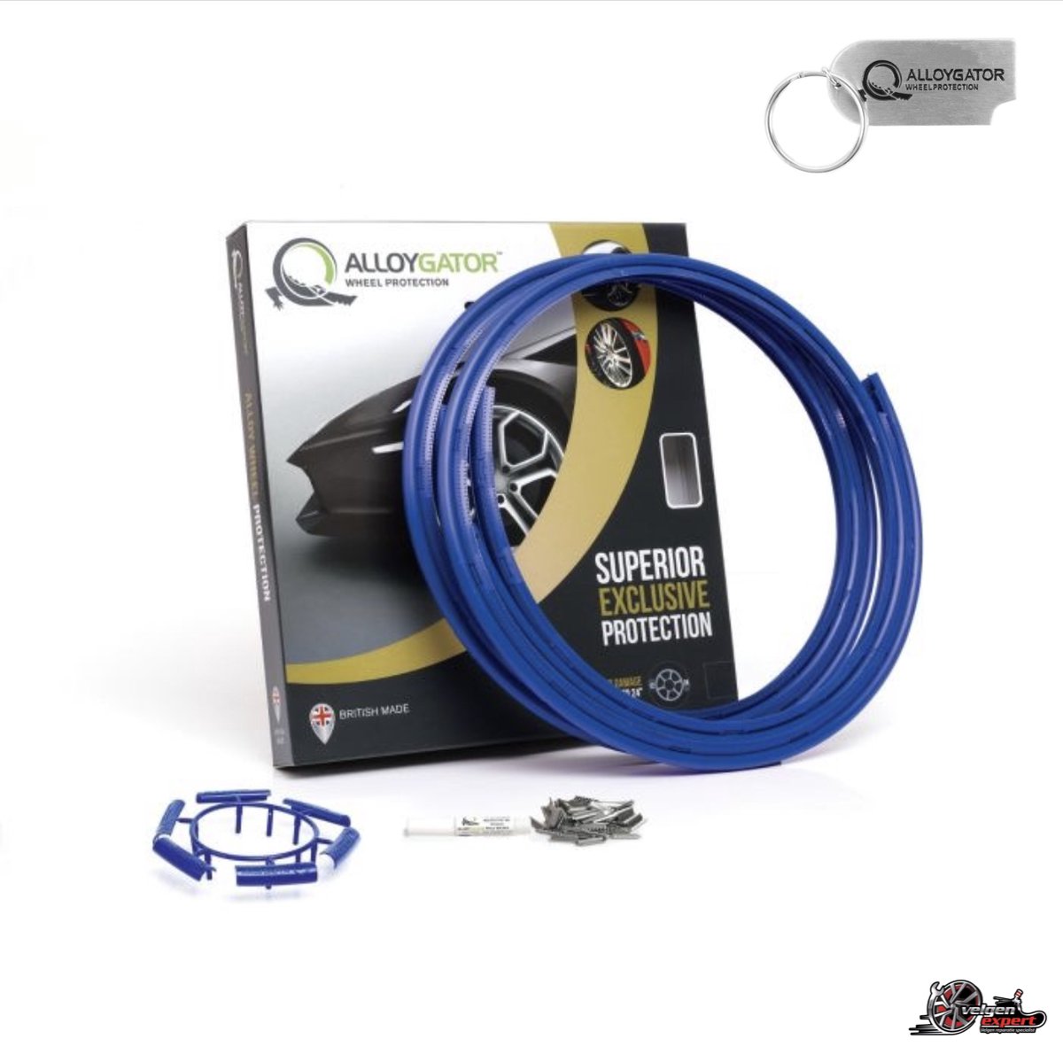 Alloygator Velgbescherming + Sleutelhanger | Blauw | Stoeprand Bescherming | EXCLUSIVE (12-24" inch)