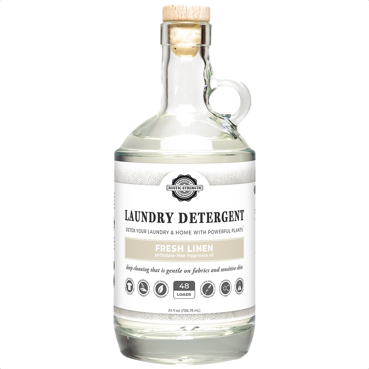 Goedkoopste Rustic Strength Vloeibaar Wasmiddel - Neutraal Detergent - Hypoallergeen, Vegan & Vrij van parabenen - Frisse Linnen Ftalaatvrije Geurolie - 48 Wasbeurten