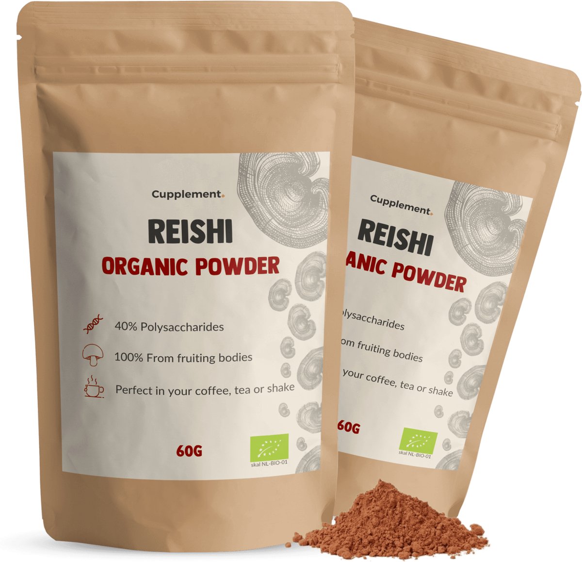 Goedkoopste Cupplement Reishi Paddenstoel Poeder 60 Gram – Biologisch Mushroom Superfood – Immuun, Ontspanning, Slaap & Vitaliteit – Zonder Toevoegingen – Laboratoriumgetest – Past Door Brievenbus – Gratis Scoop – Geen Capsules of Extract – 30 Dagen V