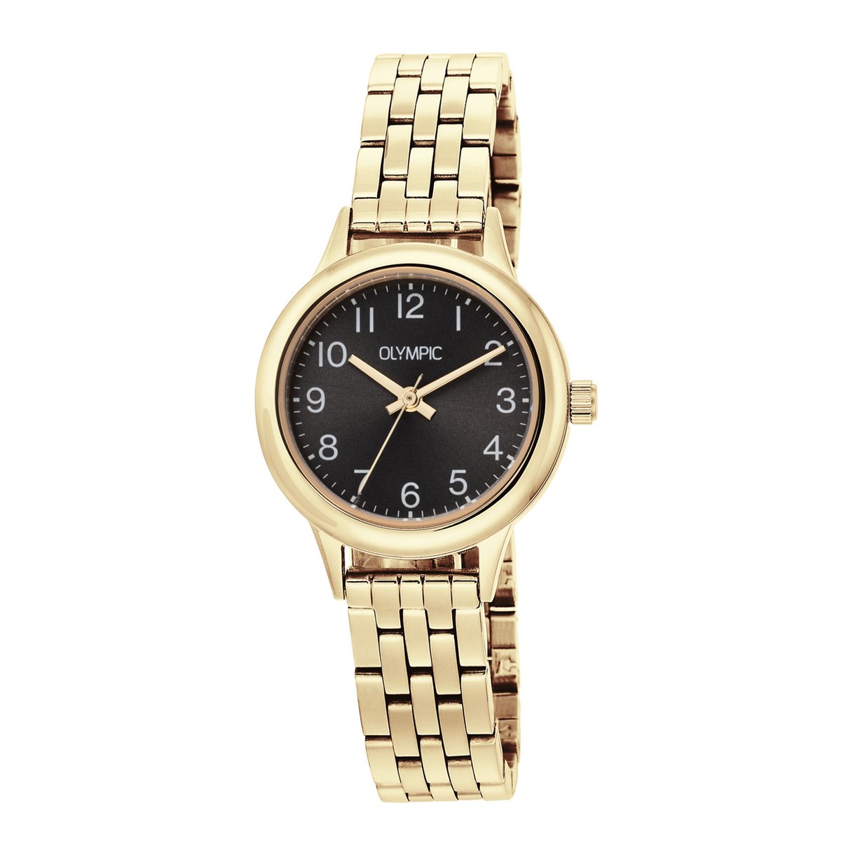 Olympic OL80DDD002 Yara Dames Horloge - Mineraalglas - Staal - Goudkleurig - 28 mm breed - Quartz - Vouw-Vlindersluiting - 5 ATM (douchen)