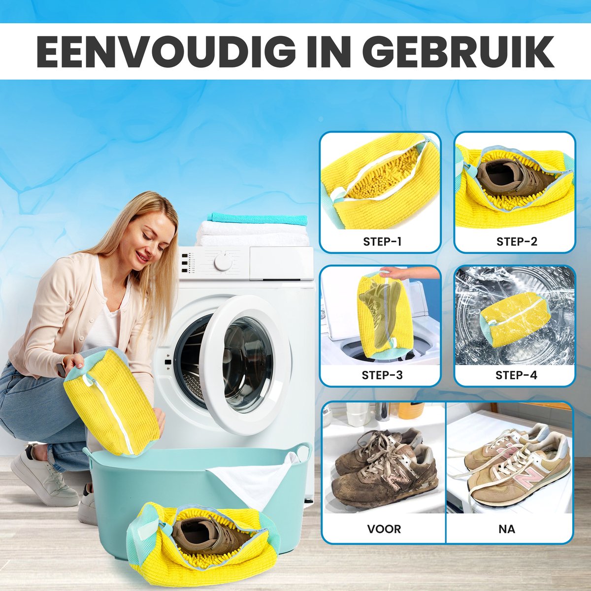 Bewern 2 Delige Waszak Schoenen met Rits – 360° Uitgebreide Reiniging - Sneakers Waszak voor Wasgoed - Schoen Waszak Wasmachine — afbeelding 3