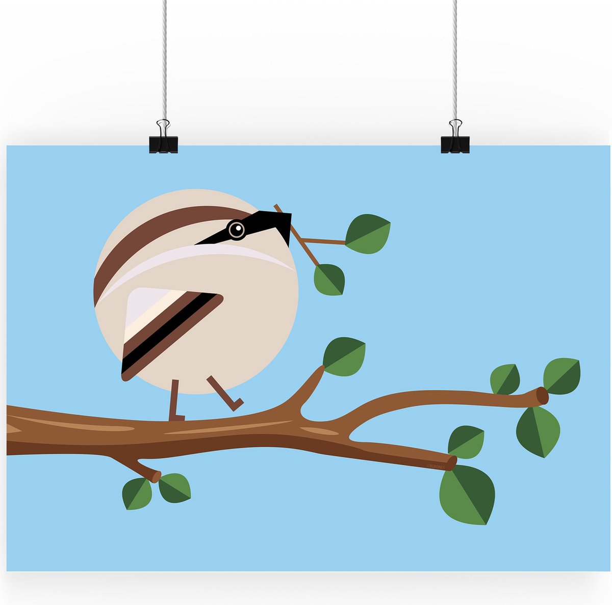 Artprint De vastberaden mus - Vogel illustratie in A3 formaat - Poster abstracte huismus