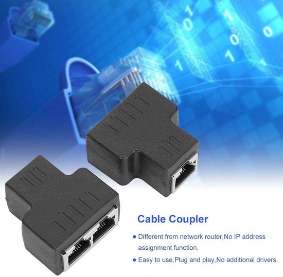 Multiplex Adapter Content in - 2 PCs RJ45 splitter adapter - RJ45 multiplex kabeladapter ...