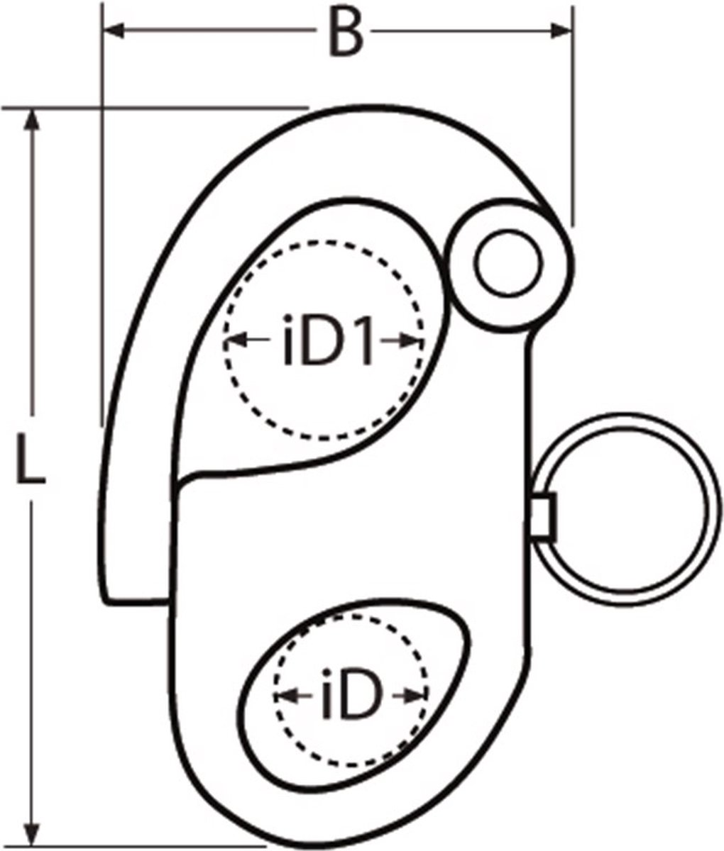 Snapsluiting 66 mm RVS-316