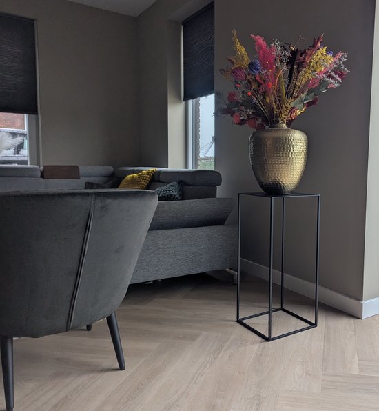 Zuil - 70 cm - metaal - mat zwart - sokkel - plantentafel