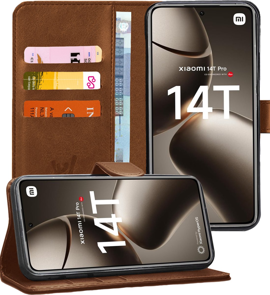 Hoesje geschikt voor Xiaomi Redmi 14T / 14T Pro - Portemonnee Book Case Bruin