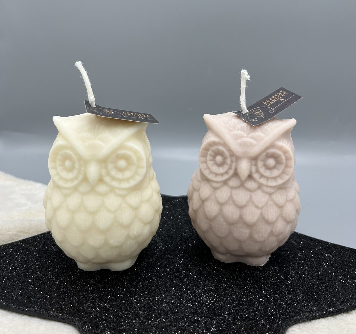 Dearest Candles - kaarsen - koolzaadwas - 100% natuurlijk - figuurkaars - set van 2 - Dearest Owl - uil - decoratie - cadeau