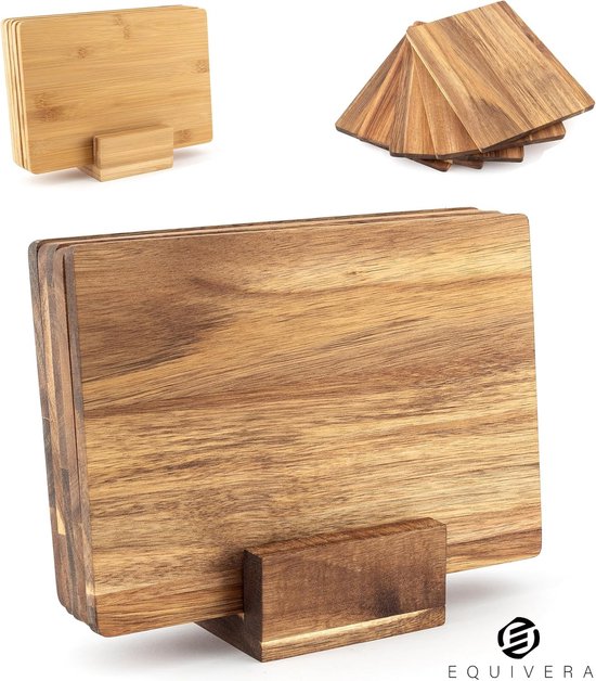 Equivera Snijplankenset met Houder - Snijplankenset - Snijplanken Set - Snijplanken Set met Houder