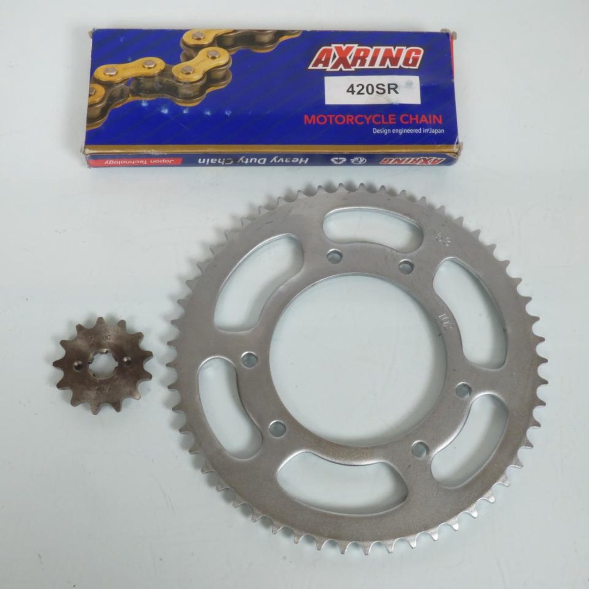 Axring kettingset voor Derbi 50 Senda R Drd Racing Motoren 2004 tot 2005 Gloednieuw