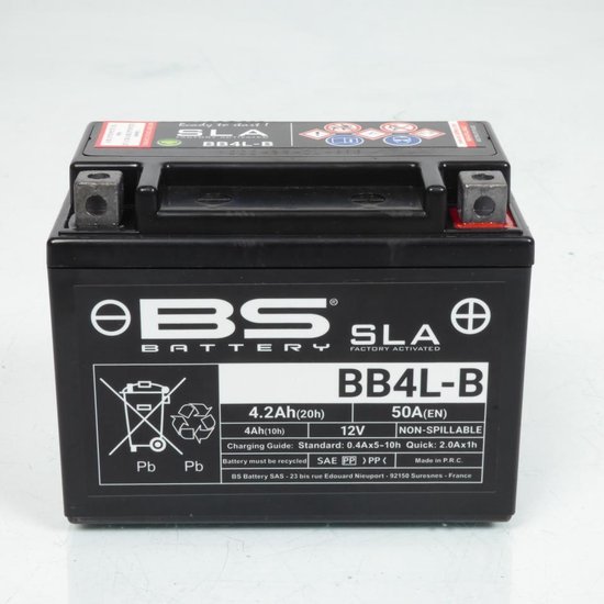 SLA BS-accu voor tweewielers Fantic 125 pk 1985 tot 1990 YB4L-B / 12 V 4,2 Ah nieuw