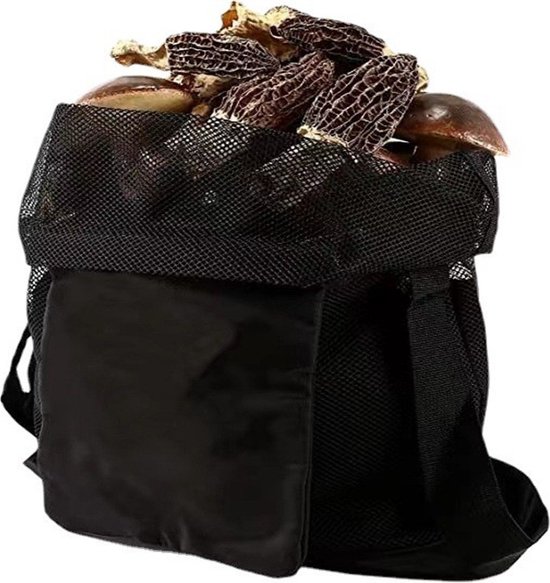 Oogstzak - voor groente en fruit - Opvouwbare - Fruit Plukzak - Herbruikbare Zakjes - 45*45cm - Mesh materiaal - Camping - zwart van Eusstore — afbeelding 4