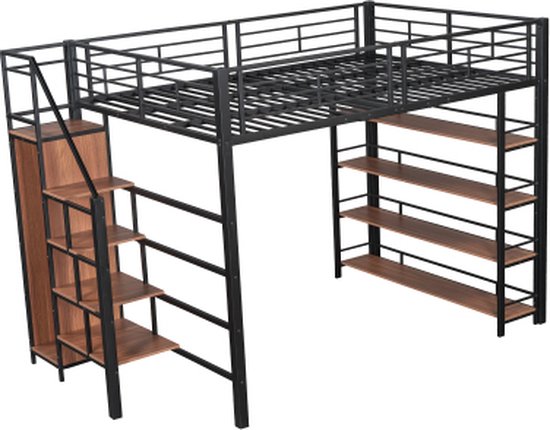 Manis-h ARN Combinatie Halfhoog Bed Met Lattenbodem En Extra Opbergruimte 90 X 200 Cm