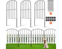 VEVOR 28x Decoratief Tuinhek 61x33cm Metalen Hekwerk Van Koolstofstaal Insteekhek 5,08cm Spiesafstand Hondenhek Gaashekwerk Bedhek Metalen Hekwerkelementen Inclusief Bevestigingsmateriaal