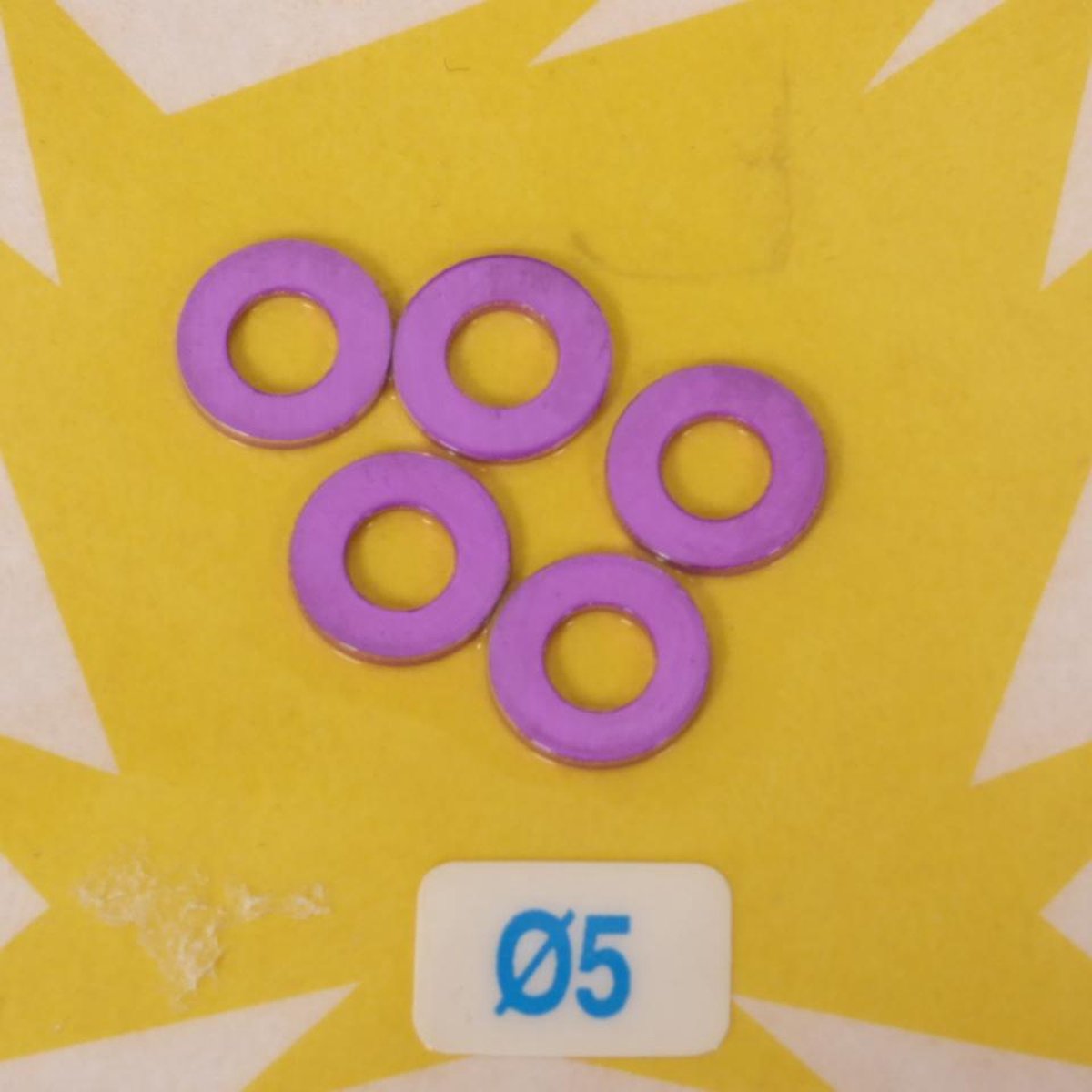 Jeu de 5 rondelle Ermax anodisé violet diamétre 5mm en aluminium pour moto scooter quad