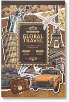 Volume Sticker and Paper Set - 50 feuilles - Mega set avec beaucoup d'autocollants et de papier pour le bullet journal, le scrapbooking et la fabrication de cartes - Global Travel