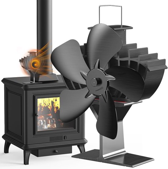 Ventilateur De Cheminée Silencieux - Sans Électricité, Pour Poêle à Bois, 6 Pales Aluminium