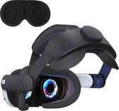 Elite Strap Met VR Cover Geschikt voor Meta Quest 3 VR bril - Anti Scratch Lens Cover - 3d - Headstrap - Accessoires - Zwart