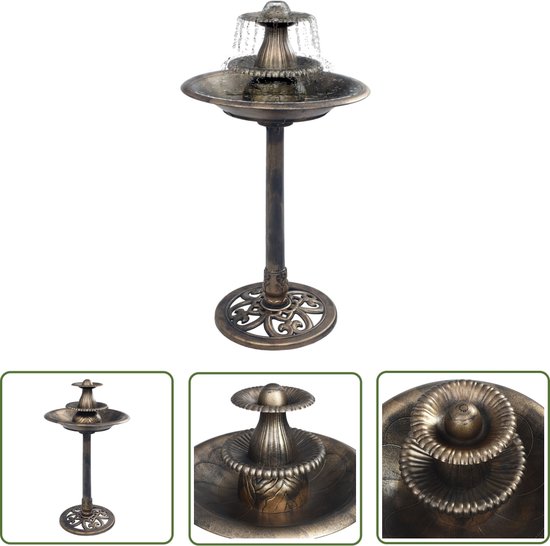Fontaine pour bain d'oiseaux The Living Store - Bronze - Plastique - 50 x 91 cm (ø x H) - 220-240V - 50Hz - 6W