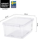 Transparante SmartStore Classic 15 opbergbox van 14 liter met deksel, afmetingen 40x30x18 cm.