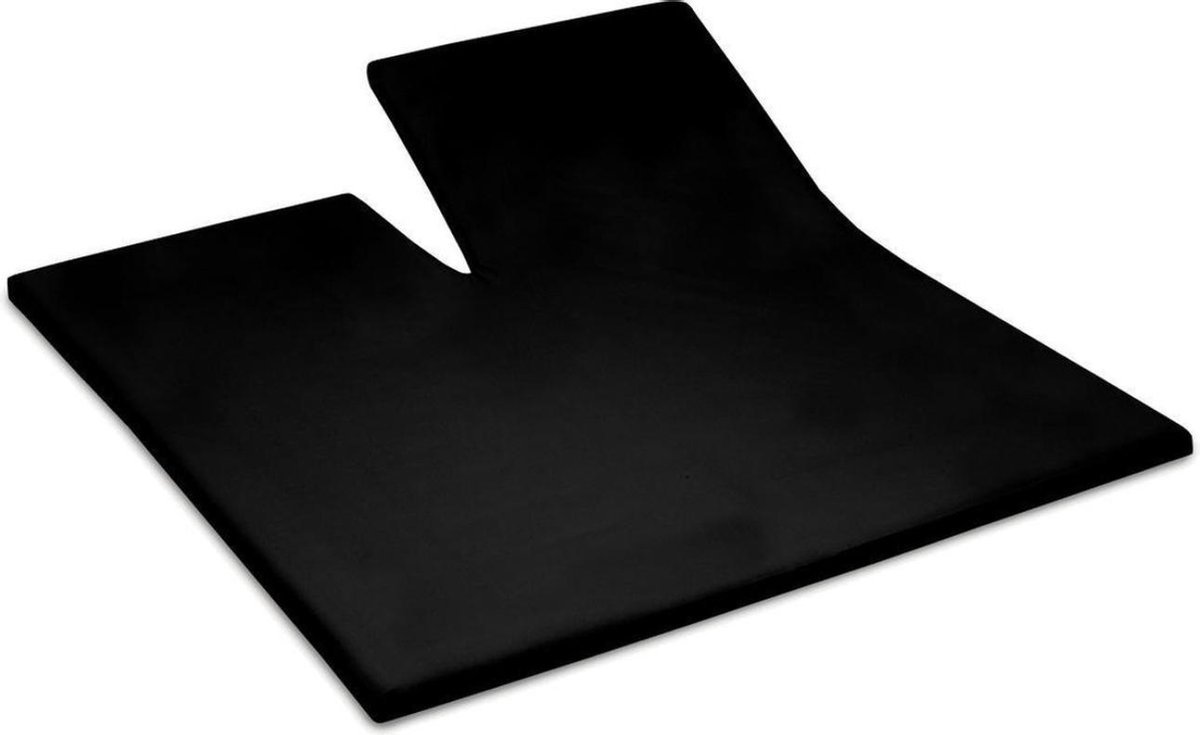 Cinderella Sundays - Topper hoeslaken met split (tot 15 cm) - Satijn - 160x200 cm - Black