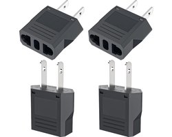 4 stuks reisadapters, EU naar Amerikaanse adapter, USA stekkeradapter, Amerikaanse reisadapter, reisstekker VS, EU naar Japan adapter, EU naar Amerikaanse adapter, EU naar China adapter (zwart)