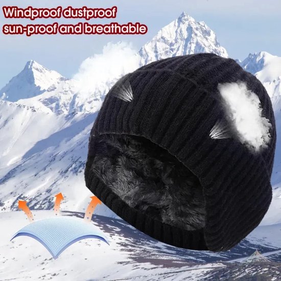 Warme winterset 5-delig zwart - Ski-uitje set voor de winter - Pluche oorwarmers