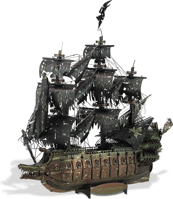 Ariqo Bouwpakket Volwassenen - 3D Bouwpakketten - Metaal - Voor Kinderen - The Flying Dutchman - 369 Stuks - 22x5.5x18.5cm - Zwart