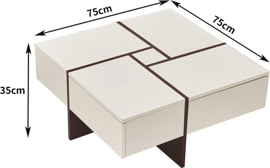 Moderne salontafel - met 4 lades - in MDF - Wit