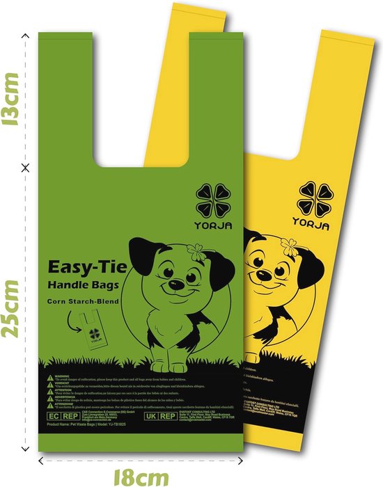 Sacs à déchets pour chiens avec poignées à nouer - 440 sacs à déchets pour animaux biodégradables et étanches