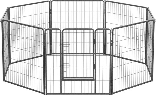 Puppyrun, puppyhekje, buitenverblijf, box voor honden, grijs