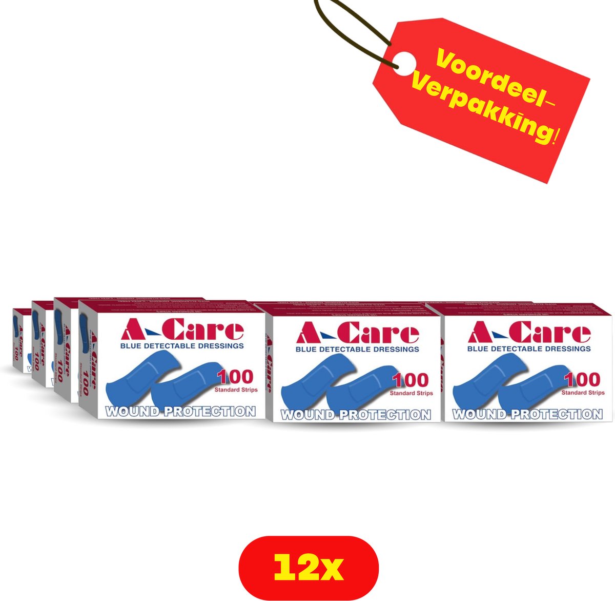 Goedkoopste 12X Blauwe pleisters 12x 100 stuks - Voordeelvanger!!