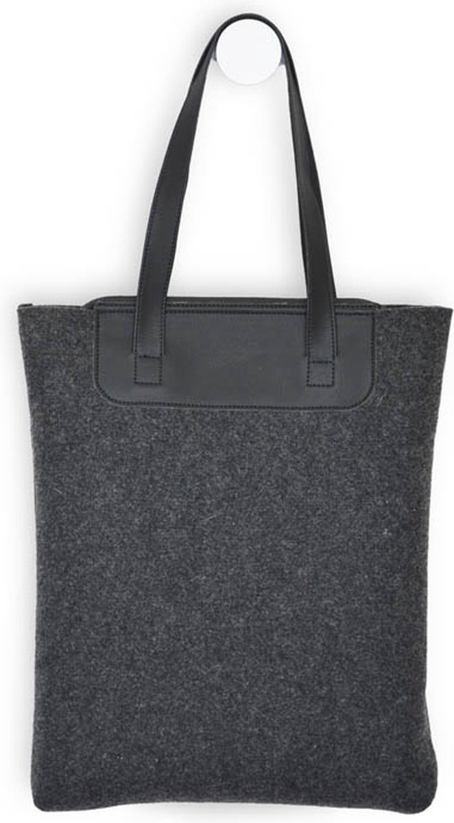 Shopper Dames - Schoudertas - Tote Bag - Boodschappentas - Gerecycled Vilt - Zwart | LIN | MADE out of