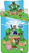 Minecraft Survival Mode beddengoedset, dekbedovertrek 140 x 200 cm