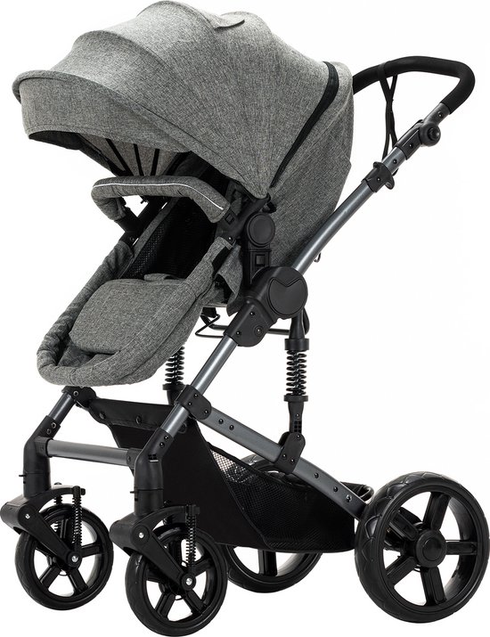 Seastone - Luxe 3-in-1 Kinderwagen - Wandelwagen - Autostoeltje - Buggy - Reiswieg - Inklapbaar - 0-36 Maanden - Grijs van Seastone — afbeelding 5