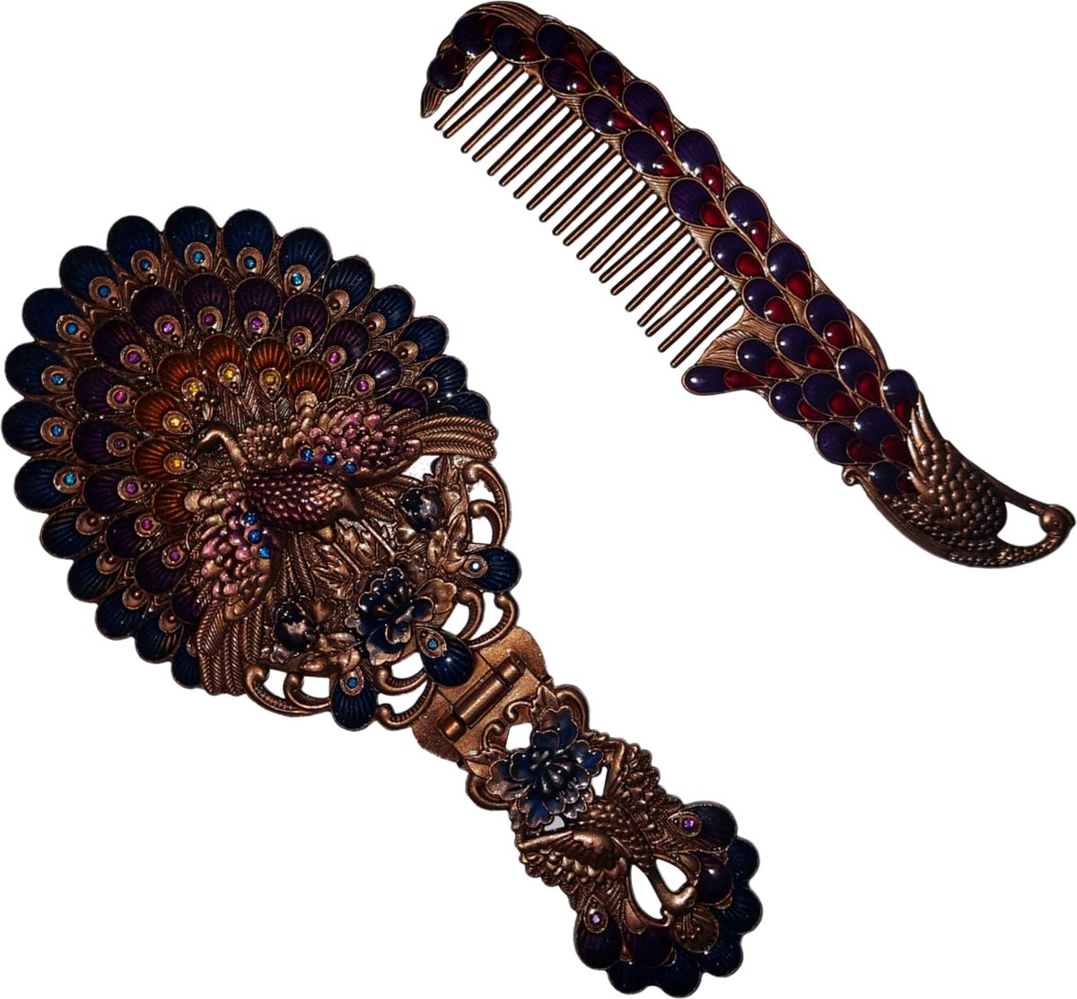 Goedkoopste Vintage spiegel en kam set - antiek - inklapbaar - handspiegel - haaraccessiores - handgemaakt - spiegelset - make-upspiegel - barok - biedermeier - toiletspullen