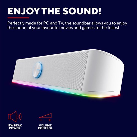 Mars Gaming MSBXW White, RGB Soundbar, Bluethooth 5.0 Jack 3.5, DSP Sound 10W : Buy Online at Best Price in KSA - Souq is now