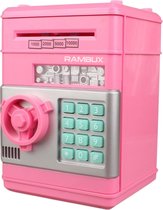 RAMBUX® - Kluis met Pincode & Geluid - Roze - Spaarpot - Munten & Briefgeld - Automatisch Spaarvarken - Educatief Speelgoed