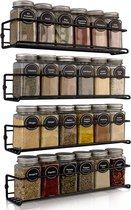 Kruidenrek Ophangbaar Zonder Boren - 4 laags voor 24 Kruidenpotjes - Speciaal voor Muur, Wandkast, Kastdeur - Hangende Kruidenorganizer Keuken - Keukenaccessoires