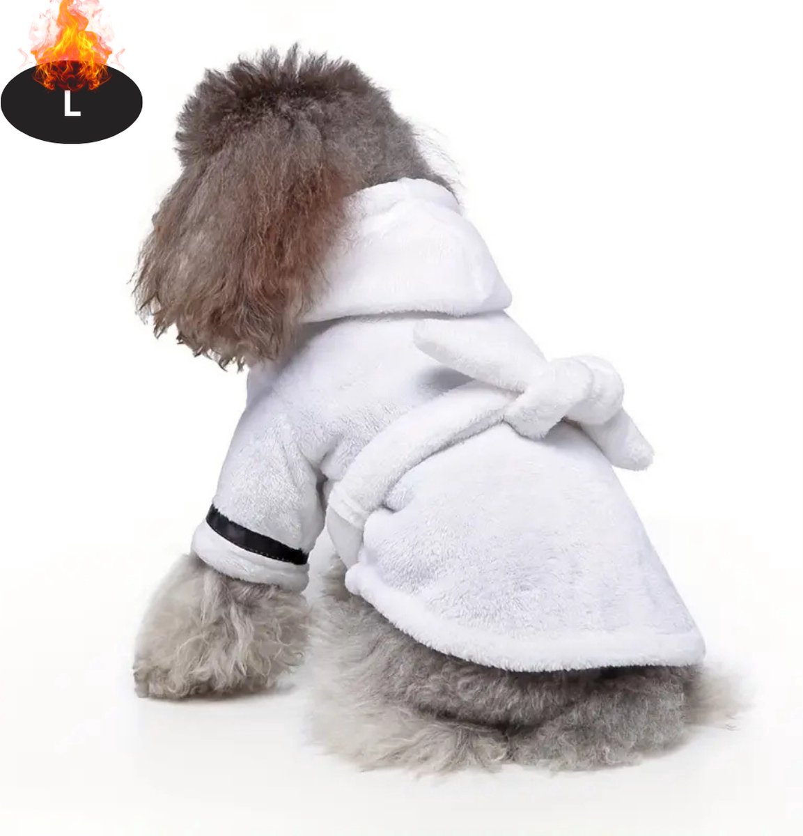 Livano Hondenbadjas - Hondenhanddoek - Voor Honden - Hondenkleding - Hondentrui - Hoodie - Hondenshirt - Wit - L