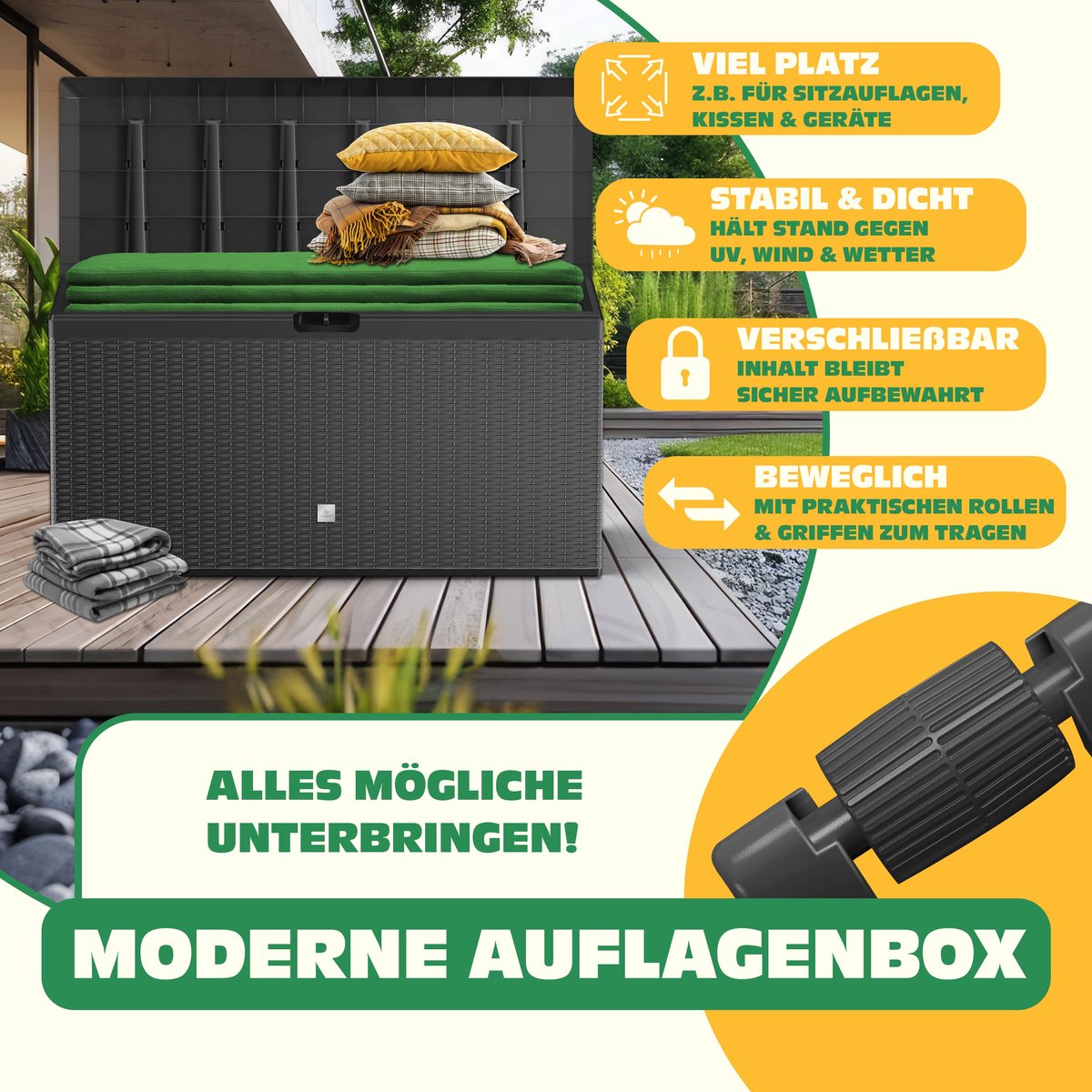 KESSER® Opbergbox 290L - Inklapbaare - Tuinkist - Antraciet