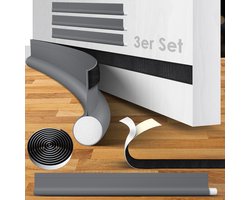 KESSER® Tochtstrip set van 3 - Tochtstopper kan op maat worden gesneden Tochtband tot 95 cm Geschikt voor alle deuren Tochtrol afwasbaar Tochthond tochtwering bescherming tegen geluid en tocht - Grijs