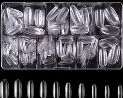 Nifkos Nagel Tips Transparant Oval - 450 stuks - Nagel tips transparant – Nageltips voor gelnagels – Nagel tips acryl – Transparante nageltips – Transparante nagels – Fake nails clear - Kunstnagels Nepnagels - Kerstcadeau voor vrouwen - Cadeau vrouw